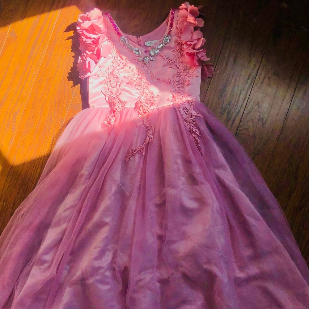 lavender pink kids dress w/ pink and silver gems - Picture 1 of 4